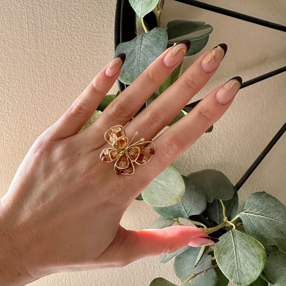 18K Gemstone Butterfly Cocktail Ring